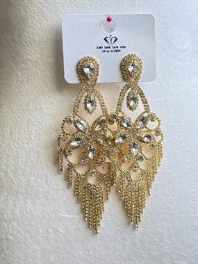 Gold Crystal Chandelier Earrings